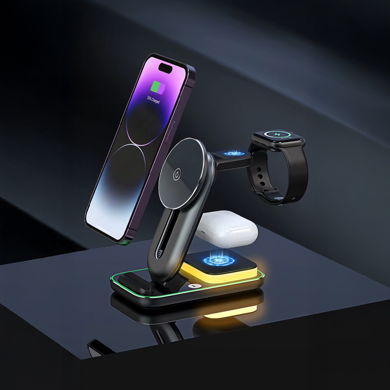 4205 Siyah 3'ü 1 Arada Kablosuz Şarj Cihazı