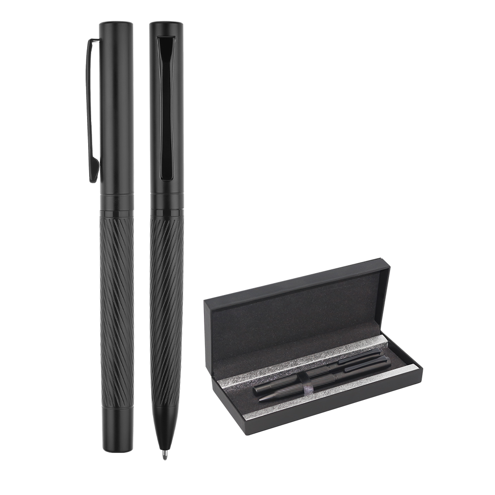 1251-RT Siyah Metal Roller & Tükenmez Kalem Seti