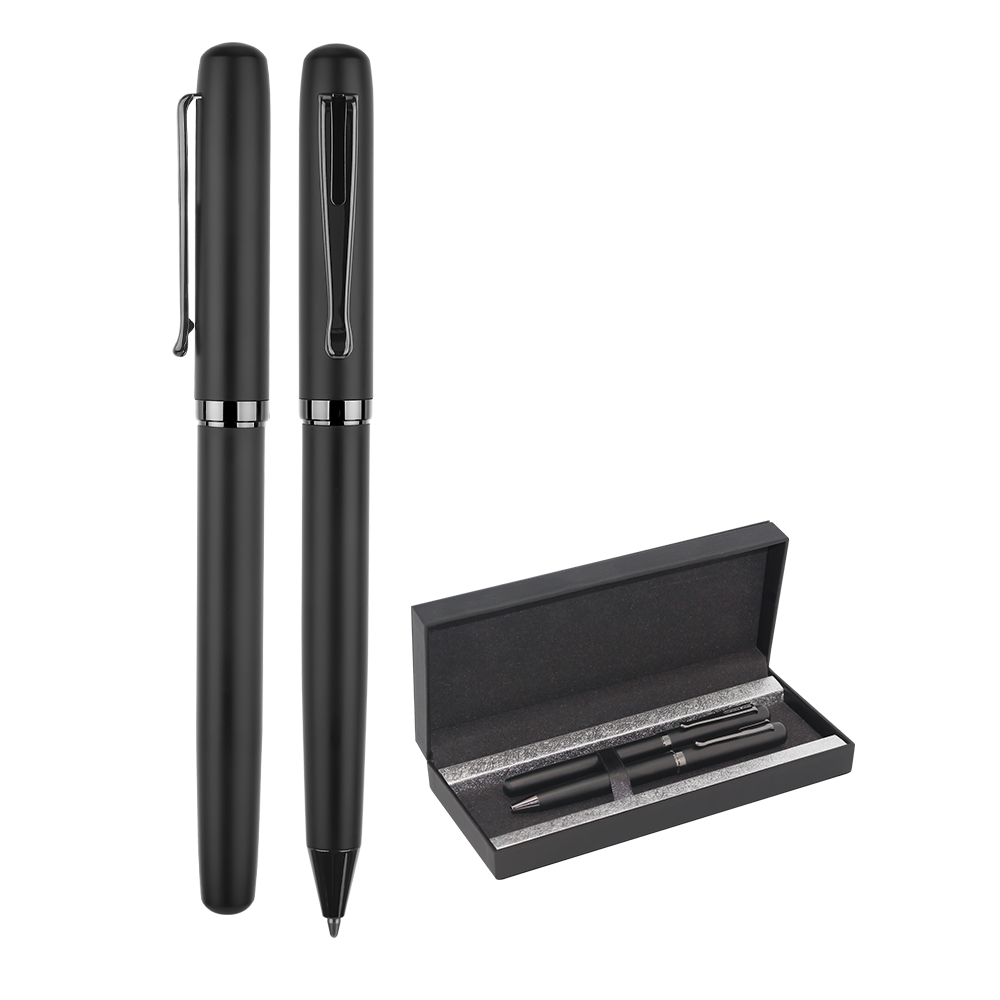 1253-RT Siyah Metal Roller & Tükenmez Kalem Seti