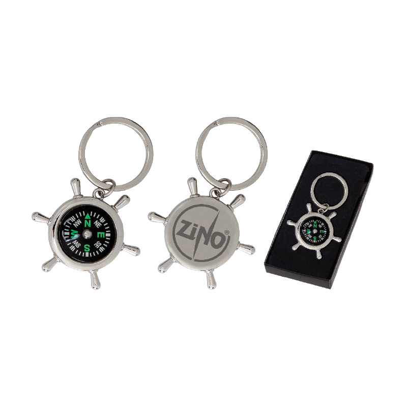 Tek Taraflı Pusulalı Metal Anahtarlık