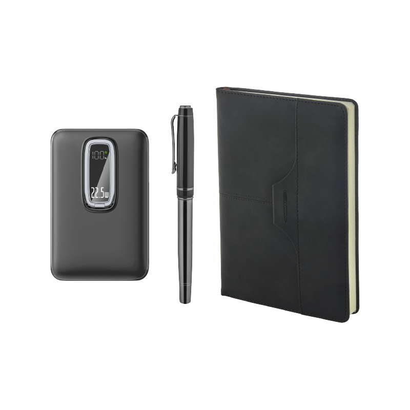 5074 Siyah Kalem & Defter & Powerbank Set