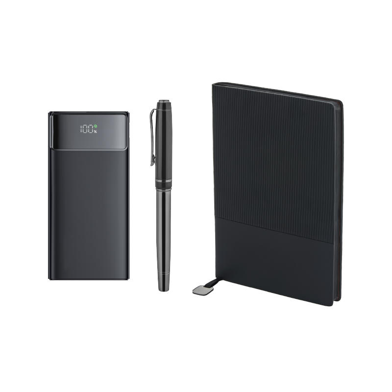 5075 Siyah Kalem & Defter & Powerbank Set