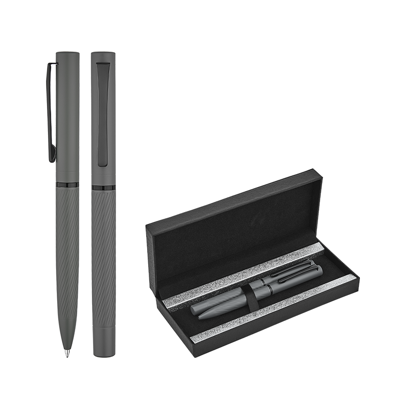 1251-RT Siyah Metal Roller & Tükenmez Kalem Seti